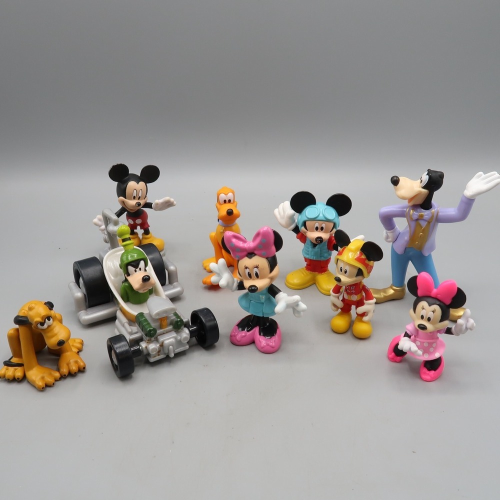 Disney Mickey Mouse & Minnie Mouse Pluto Goofy Mini Figures Lot Of 9